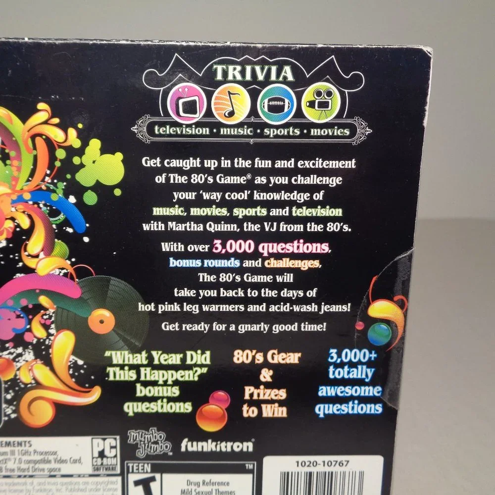 THE 80's GAME With Martha Quinn New PC CD-ROM Software Video Game / Trivia